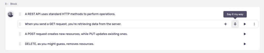 Murf's "Say It My Way" feature for matching a delivery you record