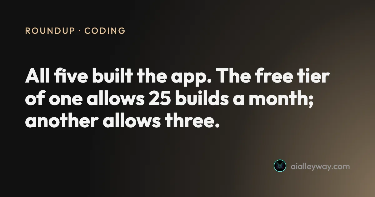 Roundup: Best AI app builder: 5 tools, one brief, every app used