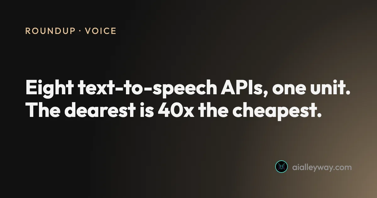 Roundup: Best TTS API: the price spread is 40x, and nobody says so